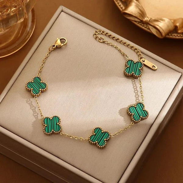 Suerte + Prosperidad = Pulsera de Trébol Obsequio collar 🍀 Incluye caja de regalo 🎁