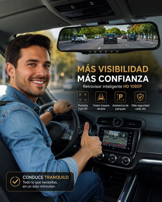RETROVISOR DIGITAEL 2 EN 1 CON CÁMARA FRONTAL + TRASERA   🚘