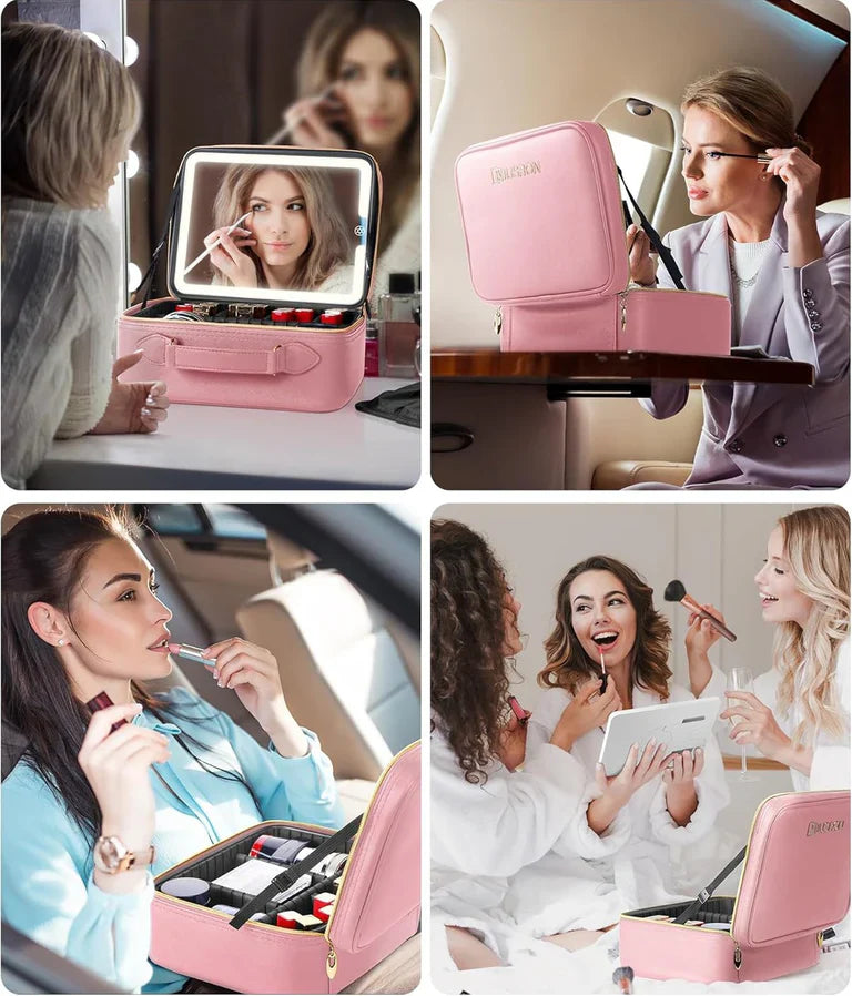 Cosmetiquera con Espejo y Luz Led 😍
