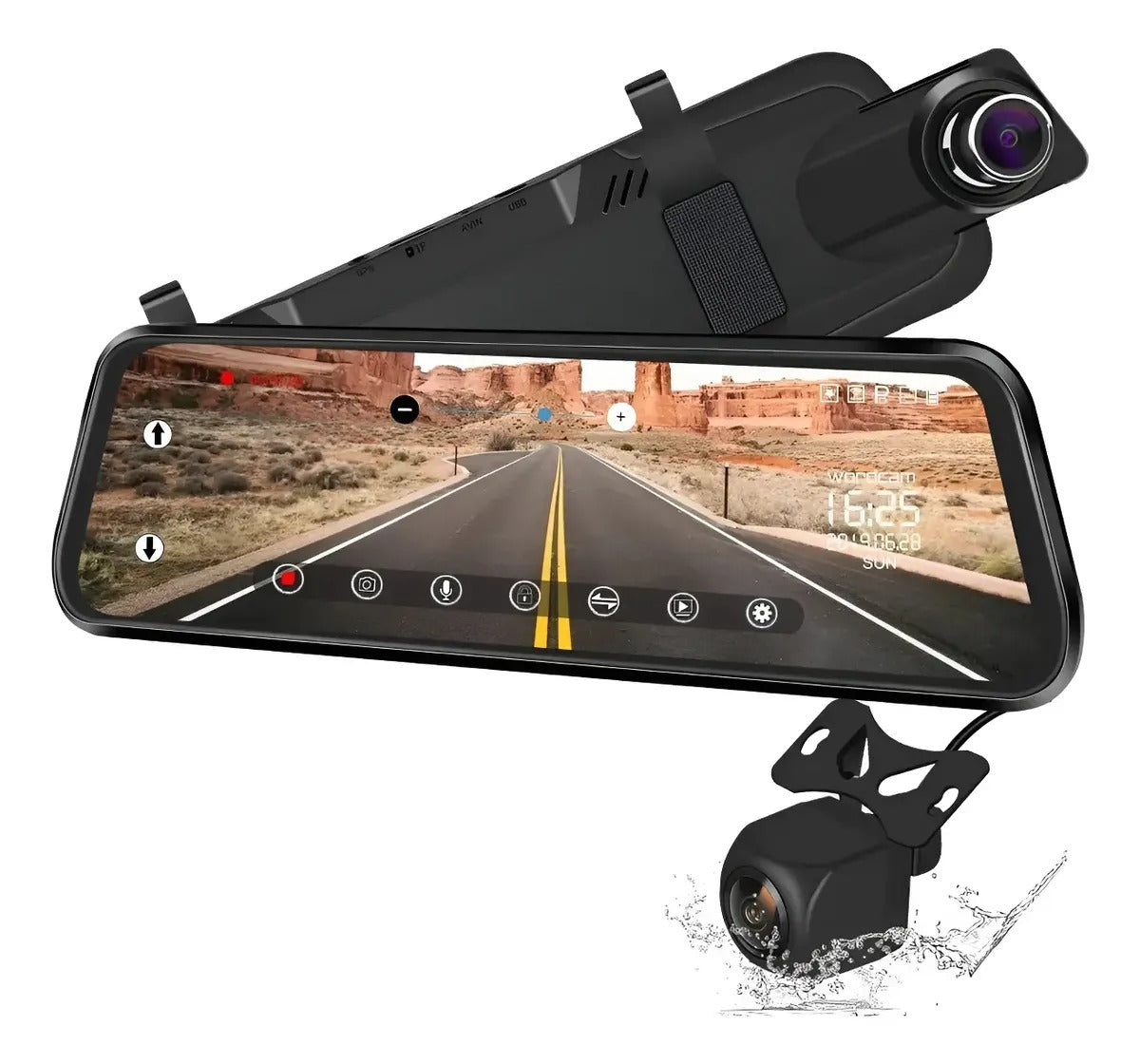 RETROVISOR DIGITAEL 2 EN 1 CON CÁMARA FRONTAL + TRASERA   🚘