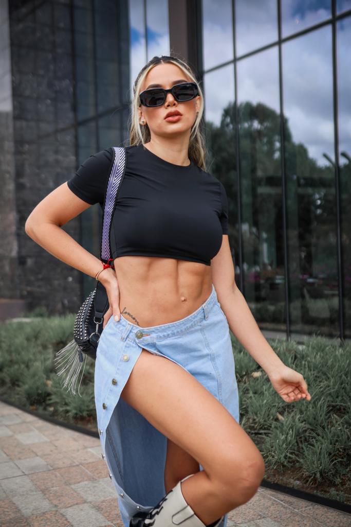 Falda Jeans Larga Botones 🤩🤩