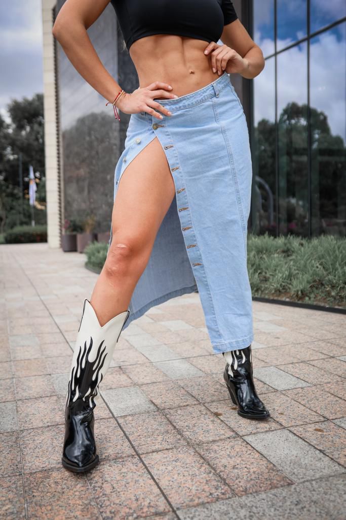 Falda Jeans Larga Botones 🤩🤩