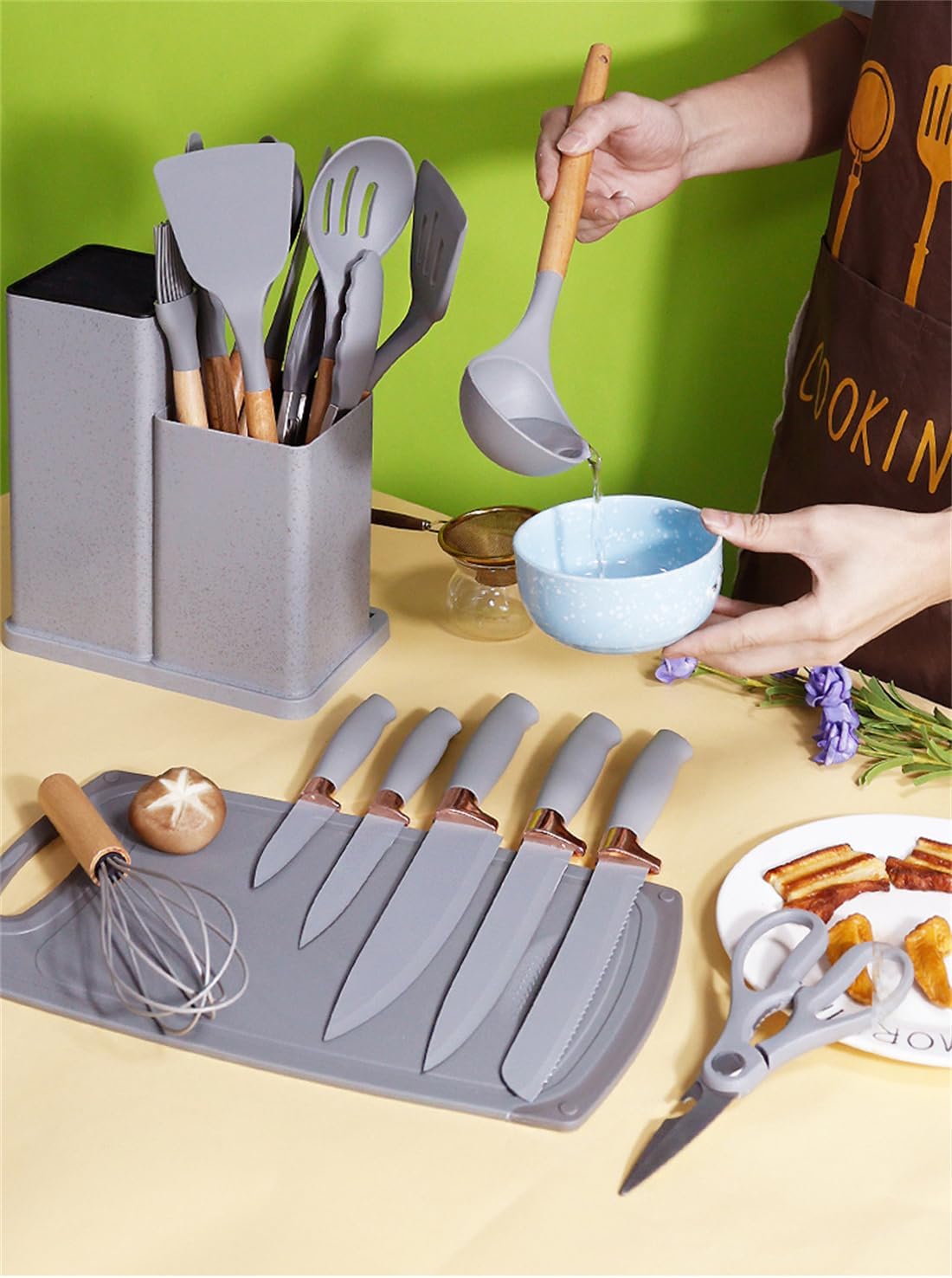SET DE CUCHILLOS Y UTENSILIOS DE COCINA TODOEN1